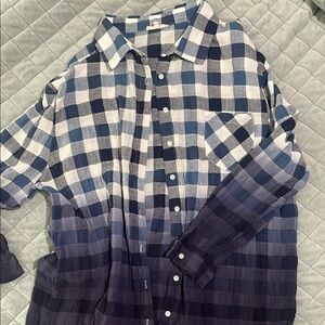 Easel Blue Casual Button Down Shirt with Ombré Effect